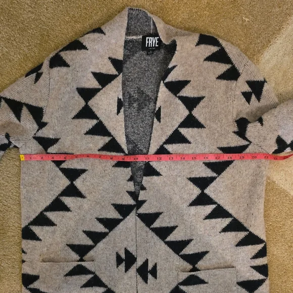 Frye Black and Tan Long Cozy Aztec Cardigan - Picture 6 of 7